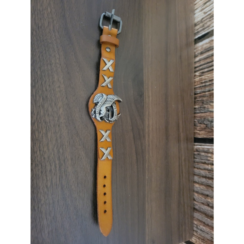 Eagle LIVE TO RIDE Genuine Leather Bracelet